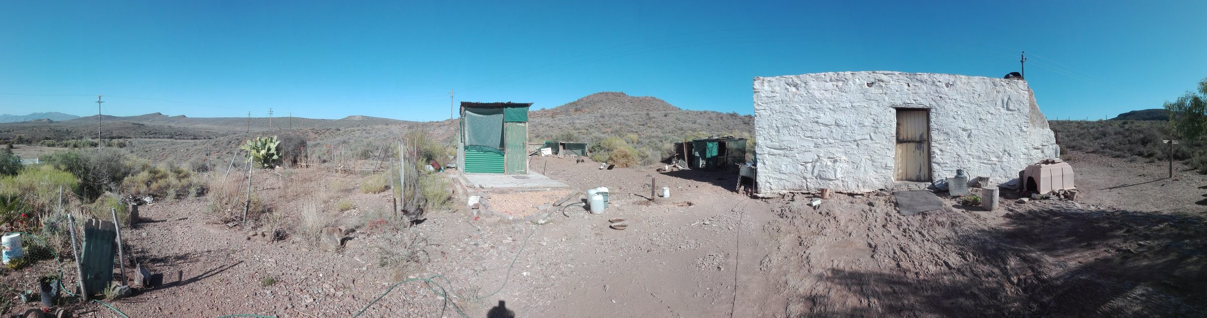 Buffelsdrift — the existing site, Cornelius Appel's cottage and outbuildings, Towerkop behind