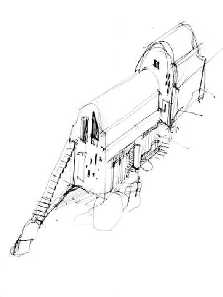 Drawing of the Damaraland Clay Project vaulted structure